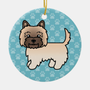 Wheaten Cairn Terrier Cartoon Hond Op Blauwe Achte Keramisch Ornament