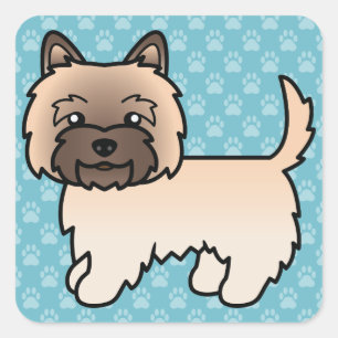 Wheaten Cairn Terrier Cartoon Honden Tekening Op B Vierkante Sticker