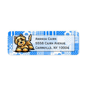 Wheaten Cairn Terrier Studio Blue Patchwork Etiket