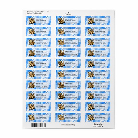 Wheaten Cairn Terrier Studio Blue Patchwork Etiket (Full Sheet)