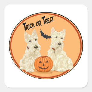 Wheaten Schotse Terriërs Halloween Vierkante Sticker