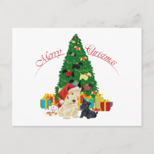 Wheaten Scottie en Pup Kerstvakantie Feestdagenkaart
