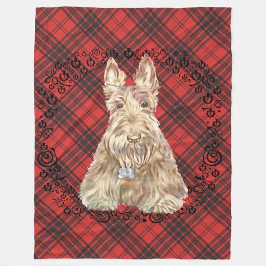 Wheaten Scottie Tartan Fleece Deken (Voorkant)