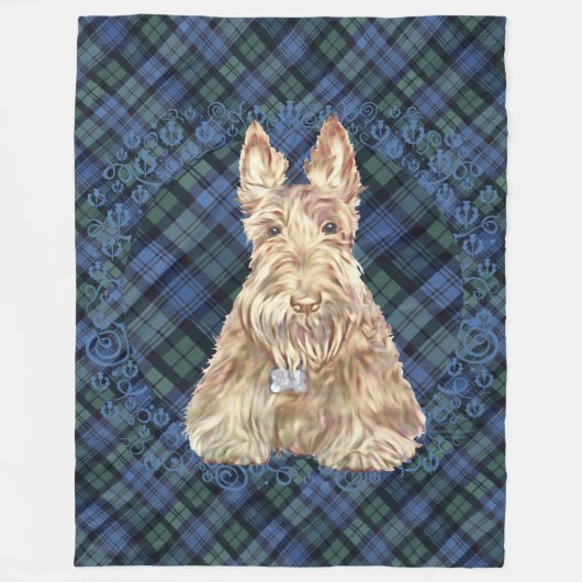 Wheaten Scottie Tartan Fleece Deken (Voorkant)