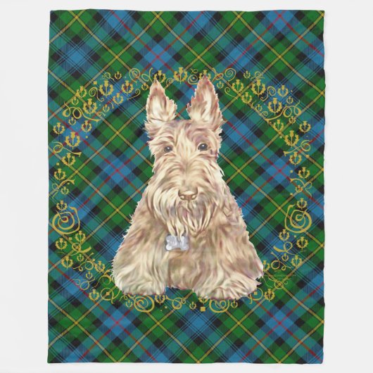 Wheaten Scottie Tartan Fleece Deken (Voorkant)