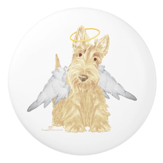 Wheaten Scottish Terrier Angel Keramische Knop (Voorkant)