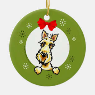 Wheaten Scottish Terrier Kerstmis Classic Keramisch Ornament