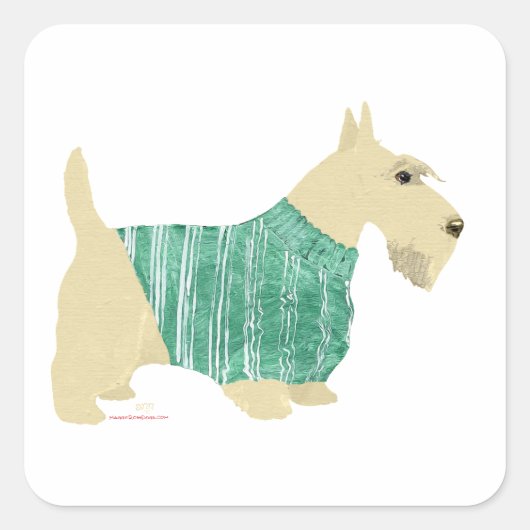 Wheaten Scottish Terrier Sweater Vierkante Sticker (Voorkant)