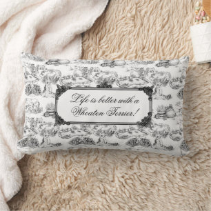WHEATEN Terrier Black Toile w/Customization Kussen