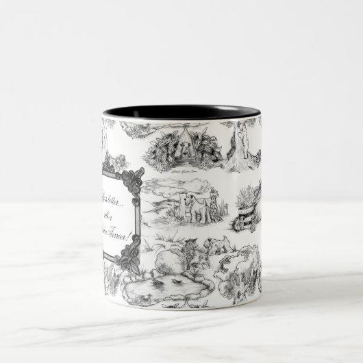 WHEATEN Terrier Black Toile w/Customization Tweekleurige Koffiemok (Center)