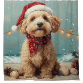 Wheaten Terrier Dog Christmas  Beach Douchegordijn (Voorkant)