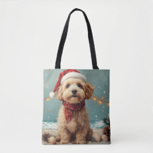 Wheaten Terrier Dog Christmas  Beach Draagtas