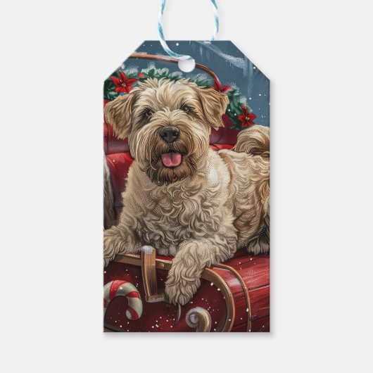 Wheaten Terrier Dog Christmas Festive Cadeaulabel (Voorkant)