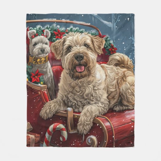 Wheaten Terrier Dog Christmas Festive Fleece Deken (Voorkant)