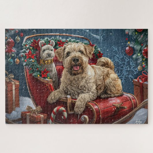 Wheaten Terrier Dog Christmas Festive Legpuzzel (Horizontaal)