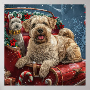 Wheaten Terrier Dog Christmas Festive Poster