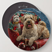Wheaten Terrier Dog Christmas Festive Ronde Button 6,0 Cm (Voorkant /achterkant)