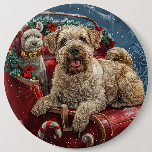 Wheaten Terrier Dog Christmas Festive Ronde Button 6,0 Cm (Voorkant)