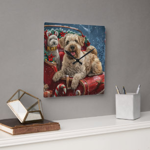 Wheaten Terrier Dog Christmas Festive Vierkante Klok