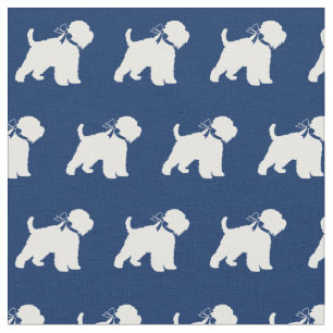 Wheaten Terrier Dog Silhouette Pet Navy Blue Stof
