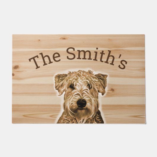 Wheaten Terrier Dog Wood Grain Deurmat (Voorkant)