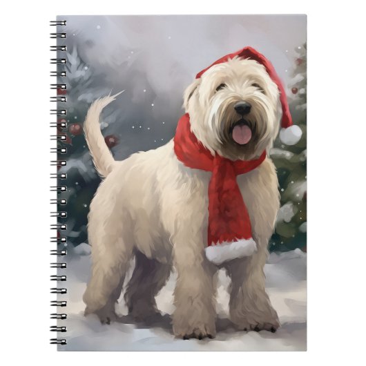 Wheaten Terriër Hond in Sneeuw Kerstmis Notitieboek (Voorkant)