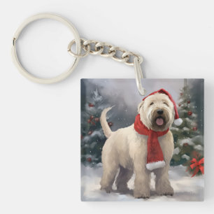 Wheaten Terriër Hond in Sneeuw Kerstmis Sleutelhanger