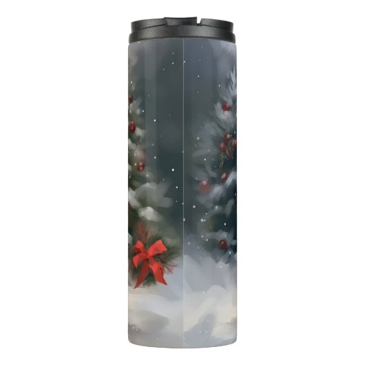 Wheaten Terriër Hond in Sneeuw Kerstmis Thermosbeker (Achterkant)