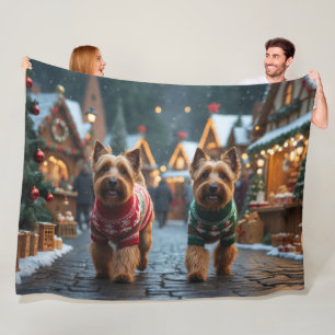 Wheaten Terrier Honden Kerst Sneeuw Vakantie  Fleece Deken