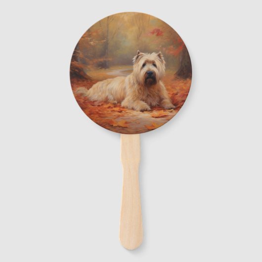 Wheaten Terriër in de herfst laat Herfst inspirere Handwaaier (Voorkant)