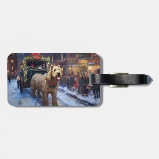 Wheaten Terrier Kerstfeest Seizoen Bagagelabel (Achterkant horizontaal)