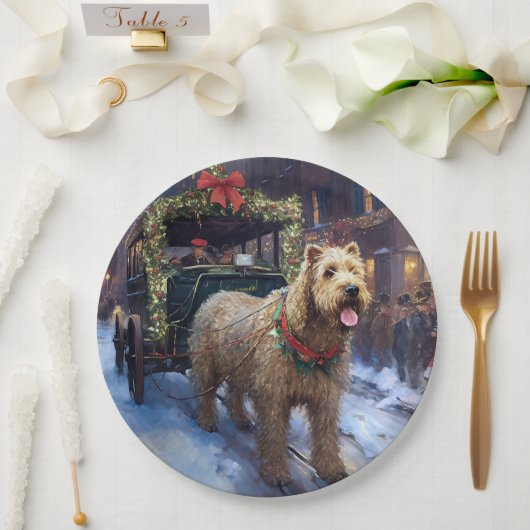 Wheaten Terrier Kerstfeest Seizoen Papieren Bordje (Huwelijk)