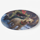 Wheaten Terrier Kerstfeest Seizoen Papieren Bordje (Gekanteld)