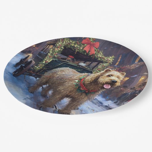 Wheaten Terrier Kerstfeest Seizoen Papieren Bordje (Gekanteld)