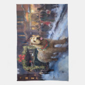 Wheaten Terrier Kerstfeest Seizoen Theedoek (Verticaal)