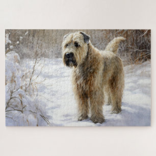 Wheaten Terrier Laat het Sneeuwen Kerstmis Legpuzzel