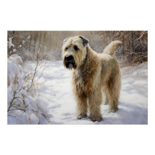 Wheaten Terrier Laat het sneeuwen Kerstmis Perfect Poster