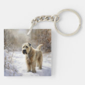 Wheaten Terrier Laat het sneeuwen Kerstmis Sleutelhanger (Achterkant)