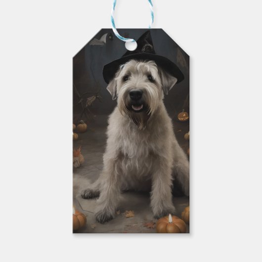 Wheaten Terrier Pompoenen Halloween Eng Cadeaulabel (Voorkant)