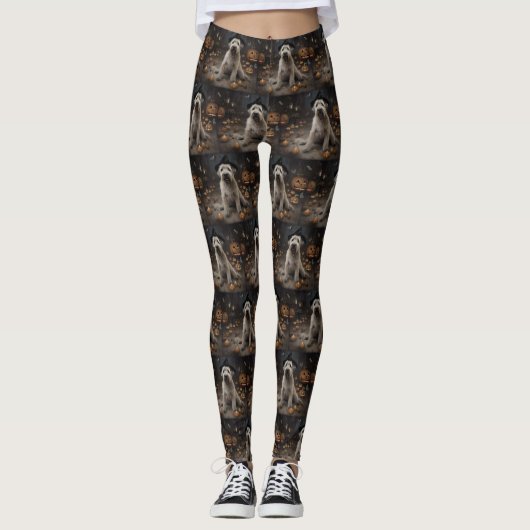 Wheaten Terrier Pompoenen Halloween Eng Leggings (Voorkant)