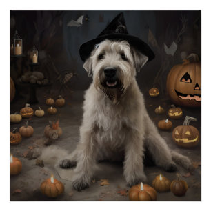 Wheaten Terrier Pompoenen Halloween Griezelen Perfect Poster
