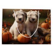 Wheaten Terrier Puppy Herfst Verrukking Pompoen Groot Cadeauzakje (Achterkant)