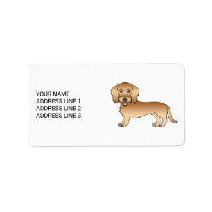Wheaten Wire Haired Dachshund Cartoon Hond En Teks Etiket