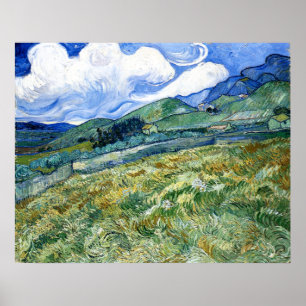 Wheatfield en Mountains, Vincent Van Gogh Poster