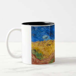 Wheatfield met Krogen door Vincent van Gogh Tweekleurige Koffiemok