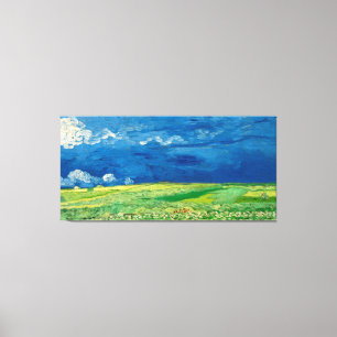 Wheatfield onder Thunderclouds, door Vincent van G Canvas Afdruk