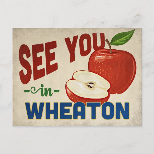 Wheaton Illinois Apple - Vintage Travel Briefkaart (Voorkant)