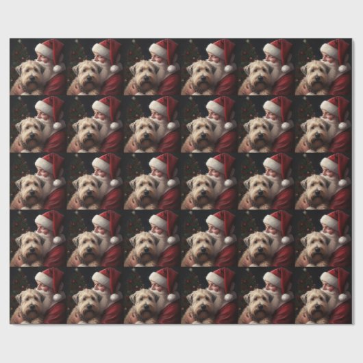 Wheaton Terriër met Kerstman Feestelijke Kerstmis Cadeaupapier (Vlak)