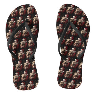 Wheaton Terriër met Kerstman Feestelijke Kerstmis Teenslippers
