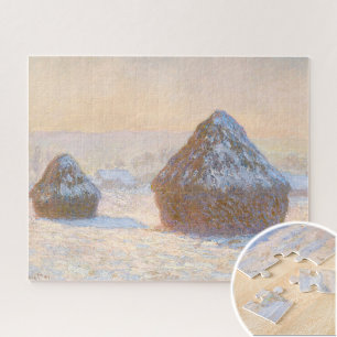Wheatstacks, Sneeuweffect, Ochtend, door Claude Mo Legpuzzel
